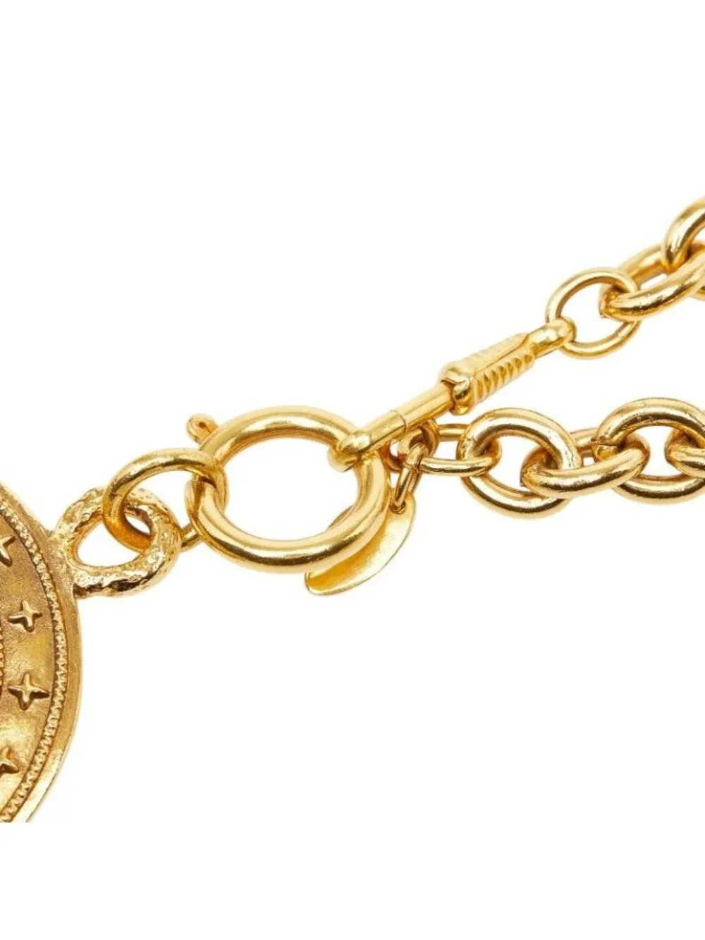 Chanel CC Logo Round Necklace Gold Plated